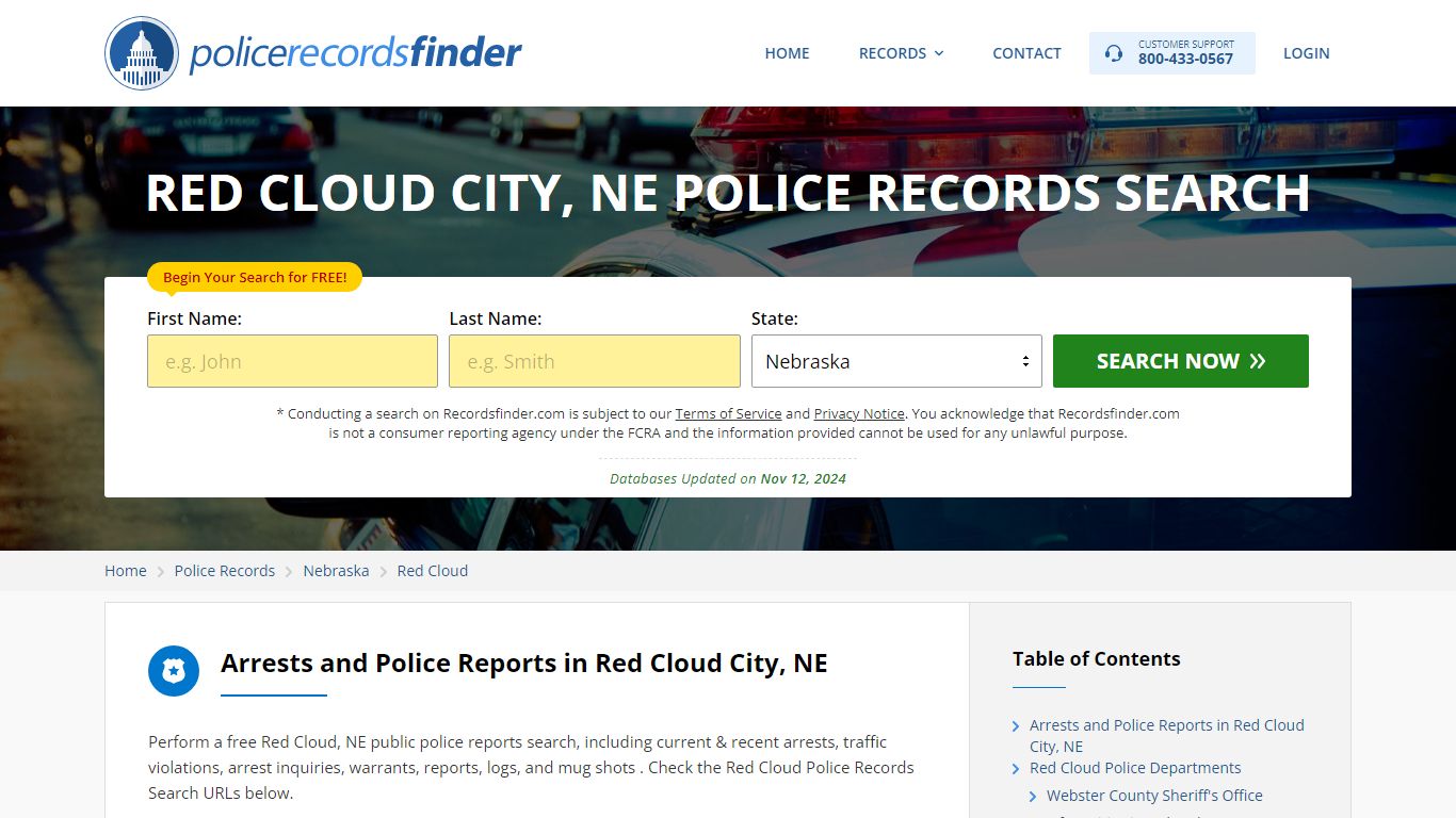 Red Cloud, Webster County, NE Police Reports & Police Department Records